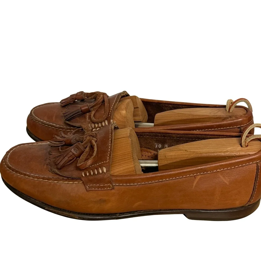 Bass Tassel Kiltie Loafers Brown Leather Slip On Shoes Size 10 M